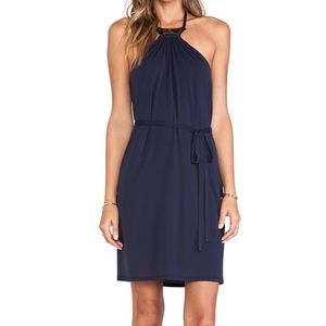Trina Turk Asher dress tie neck navy blue sz 8